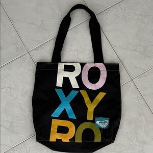 Roxy Black Tote with Colorful Lettering